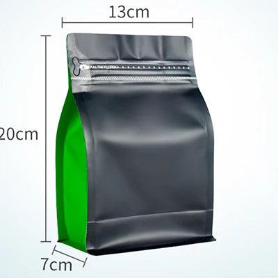 100PCS Half a Pound Coffee Bean Bags Block Bottom 250g Coffee Bag with Valve 8oz Whey Protein Powder Packaging Pouches - allin1packaging