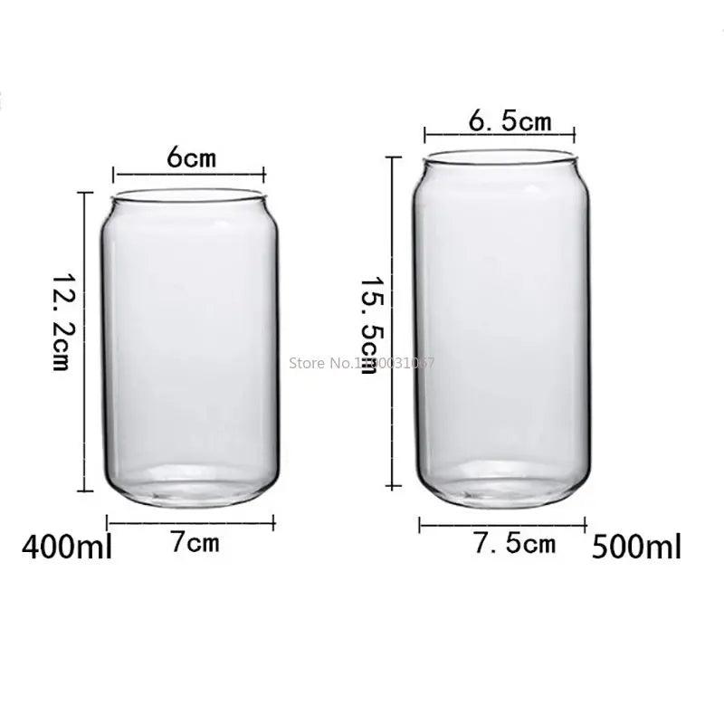 400/500ml Transparent Drinking Utensil Coffee Glass Cup with Straws Wine Milk Beer Cola Juice Cold Drinkware Handmade Can - allin1packaging