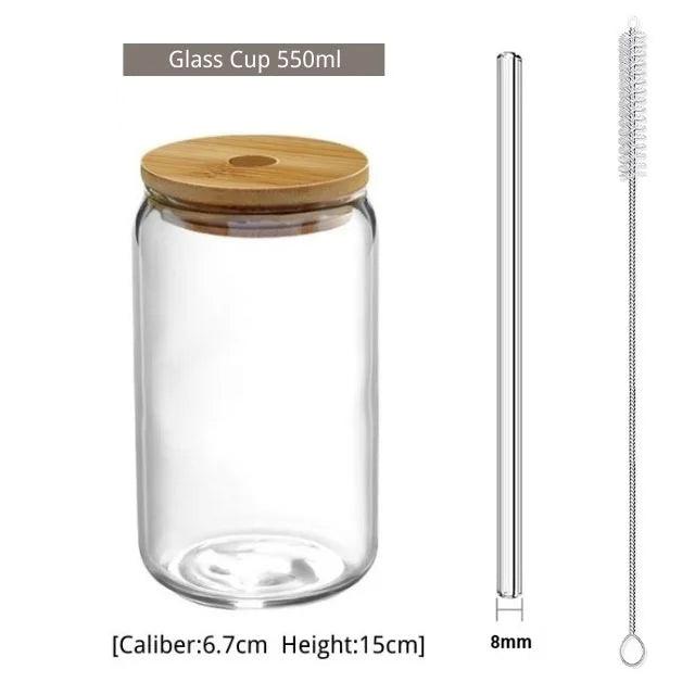 400/500ml Transparent Drinking Utensil Coffee Glass Cup with Straws Wine Milk Beer Cola Juice Cold Drinkware Handmade Can - allin1packaging