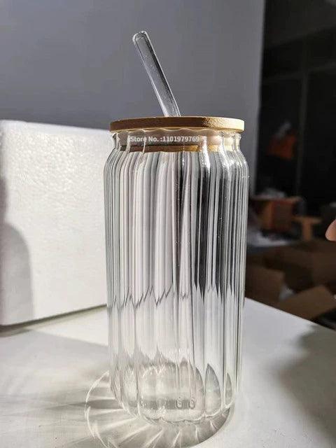 400/500ml Transparent Drinking Utensil Coffee Glass Cup with Straws Wine Milk Beer Cola Juice Cold Drinkware Handmade Can - allin1packaging