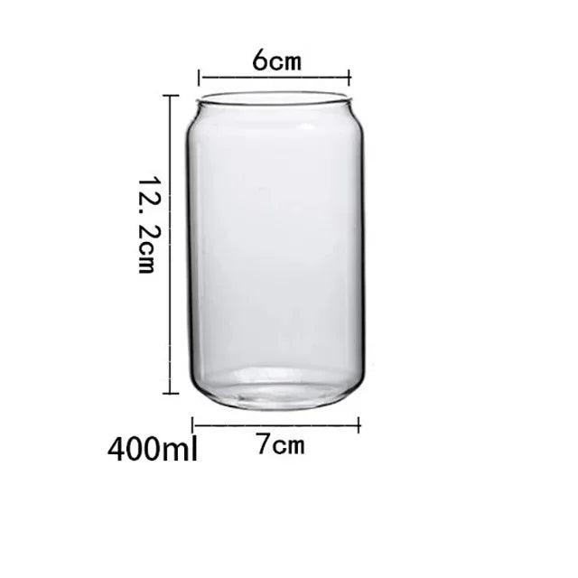 400/500ml Transparent Drinking Utensil Coffee Glass Cup with Straws Wine Milk Beer Cola Juice Cold Drinkware Handmade Can - allin1packaging