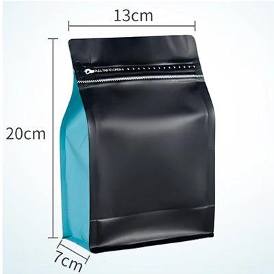 100PCS Half a Pound Coffee Bean Bags Block Bottom 250g Coffee Bag with Valve 8oz Whey Protein Powder Packaging Pouches - allin1packaging