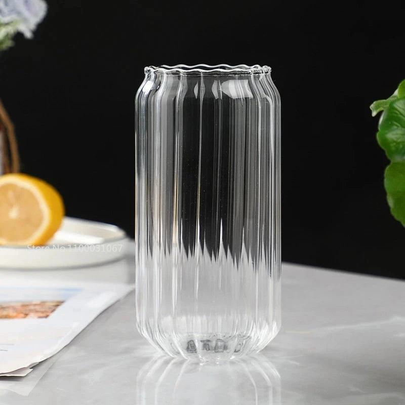 400/500ml Transparent Drinking Utensil Coffee Glass Cup with Straws Wine Milk Beer Cola Juice Cold Drinkware Handmade Can - allin1packaging