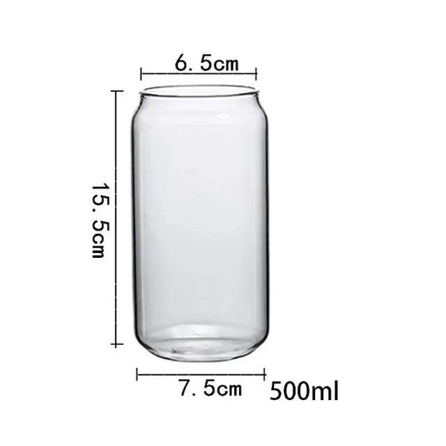 400/500ml Transparent Drinking Utensil Coffee Glass Cup with Straws Wine Milk Beer Cola Juice Cold Drinkware Handmade Can - allin1packaging